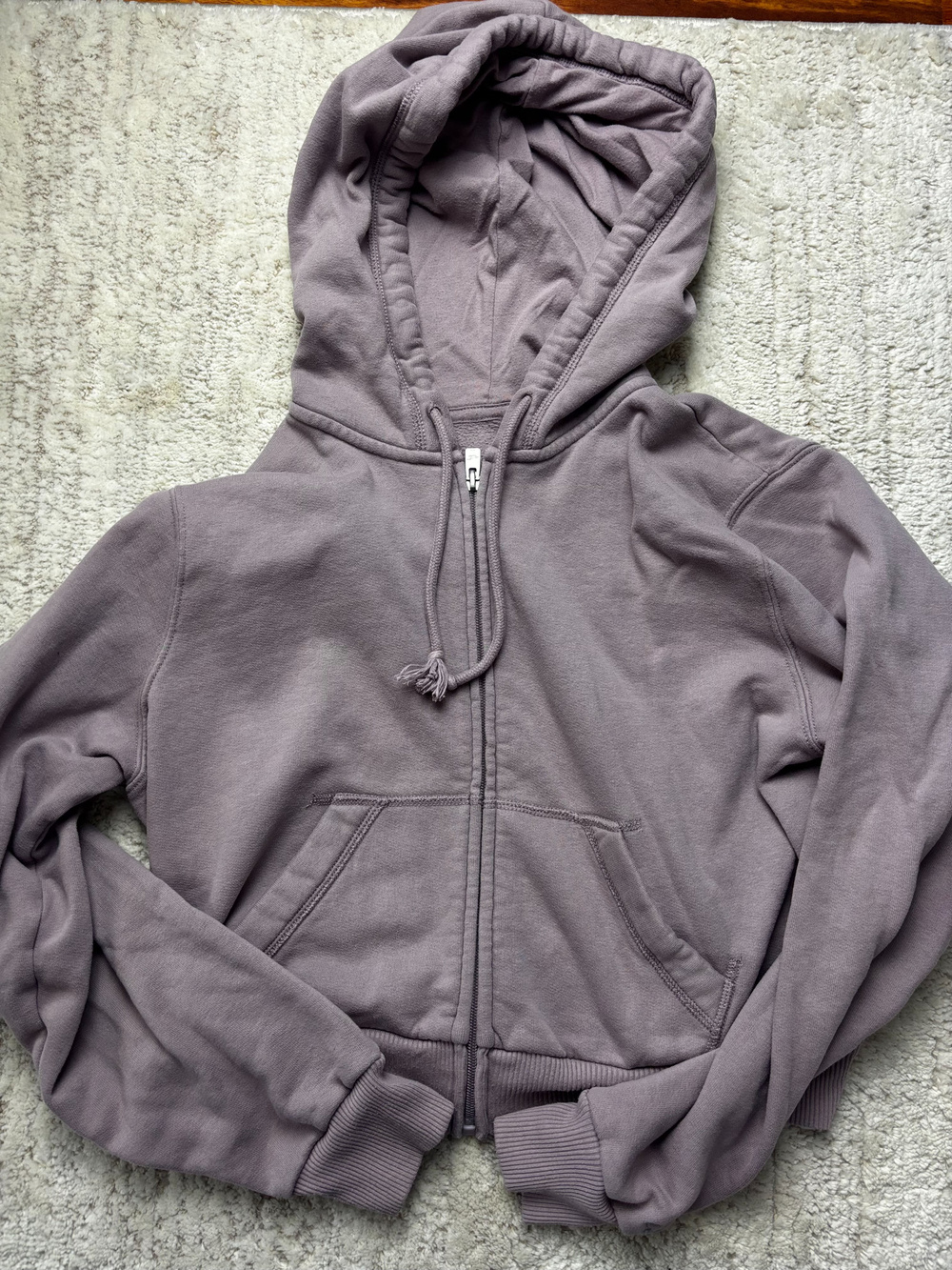 Hollister Zip Up Hoodie lavender Fleece Drawstring Size M
